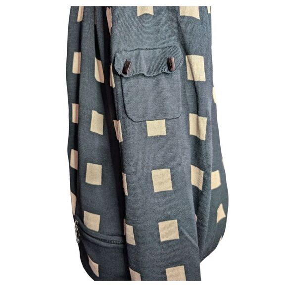 Jamie Sadock black geometric pattern silk blend lined zipup cardigan Medium - Picture 4 of 7